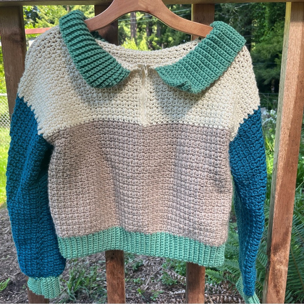 Colorblock Handmade Crocheted Sweater